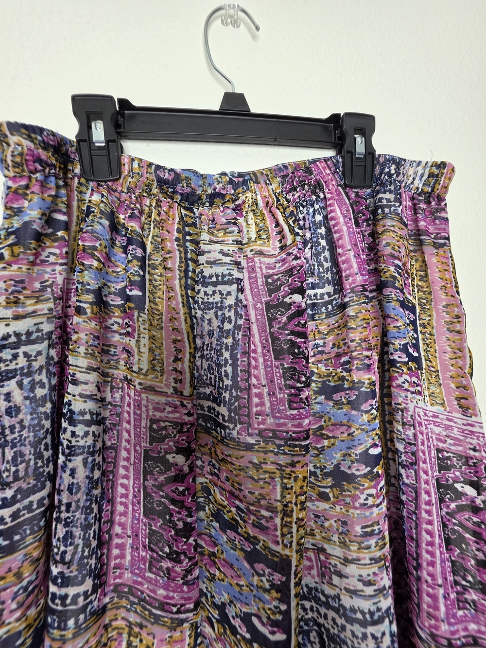 Mix Nouveau New York Women's Multicolor Geometric Chiffon Pleated Midi Skirt L - Picture 9 of 11